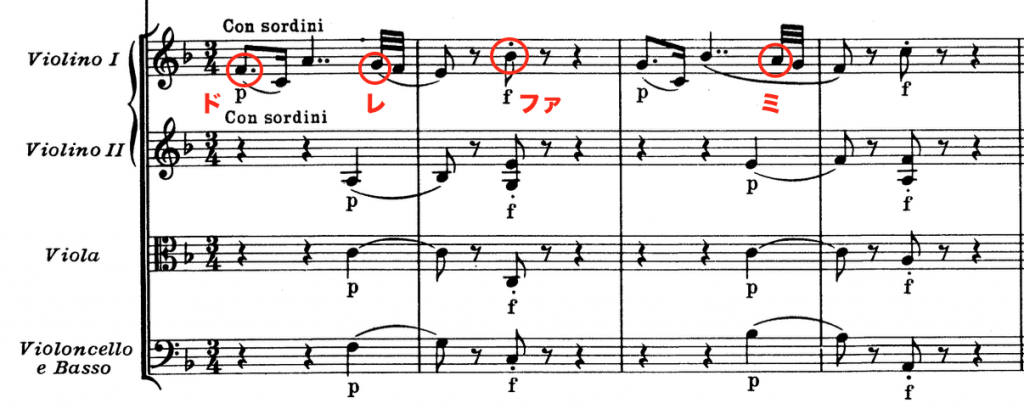 モーツァルト：交響曲第41番第2楽章冒頭 